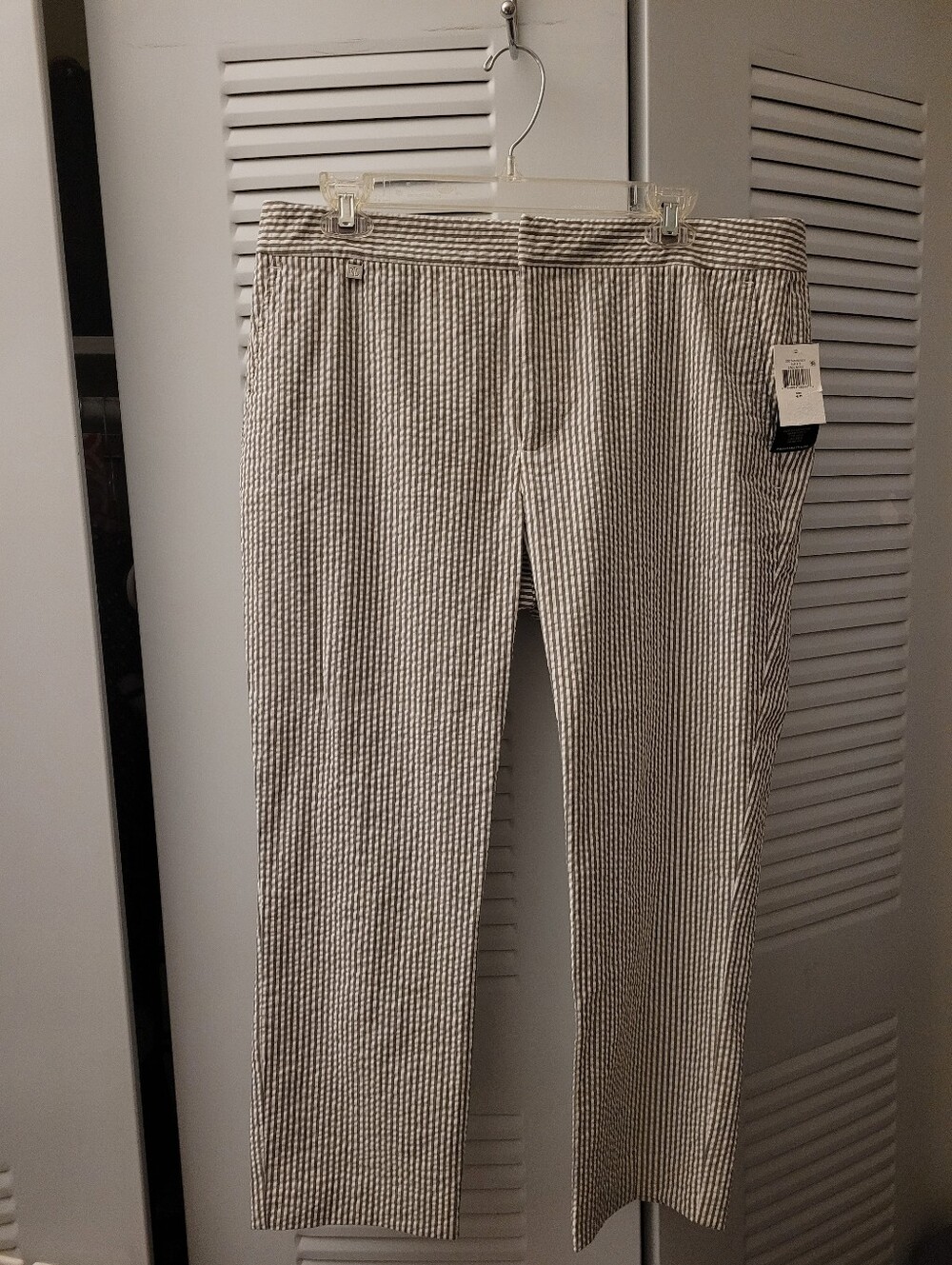 Lauren Ralph Lauren Striped Seersucker Ankle Pants Gray And White Stripe Size 12